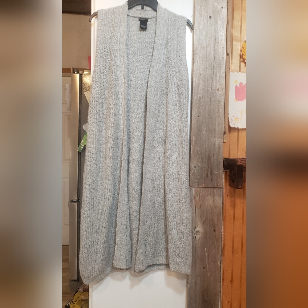 Soft Knit Open-Front Gray Women's Cardigan Vest